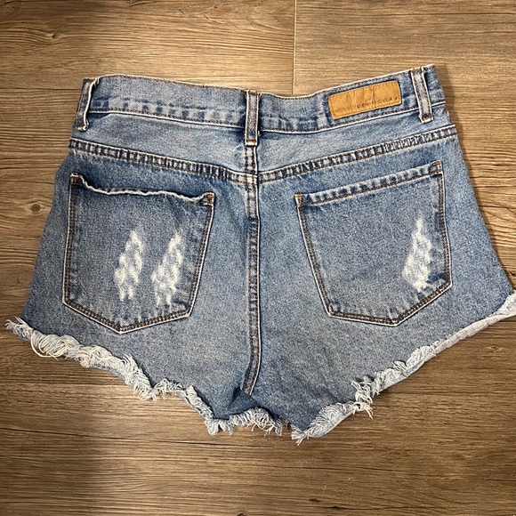 Denim Colab Saltwater Song Distressed Mid Rise Jean Shorts Size 26 - Picture 6 of 11